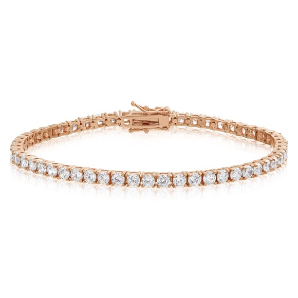 Fashion Jewelry Jewelry - Tennis Bracelet Rose Gold Plated 3x3mm CZ